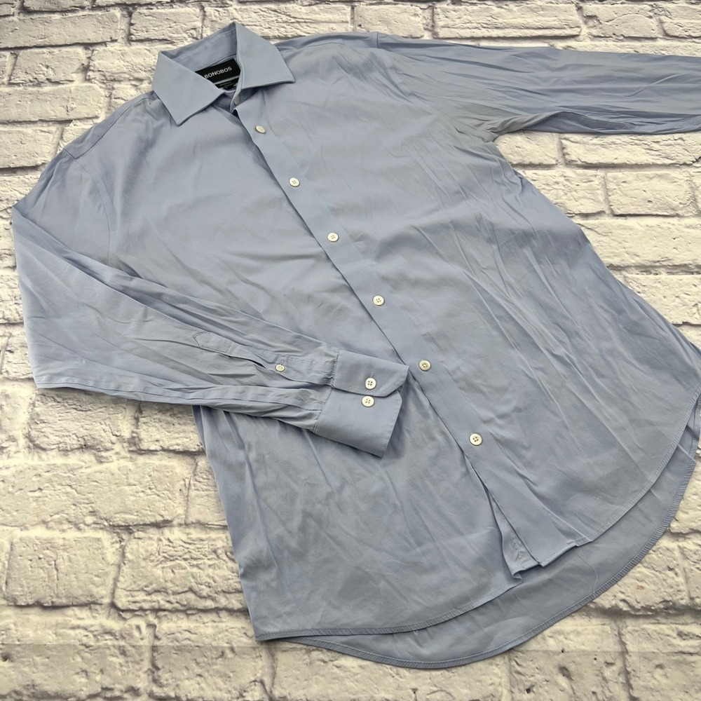BONOBOS Mens Light Blue Dress Shirt Long Sleeve Button Up Collared Size XL